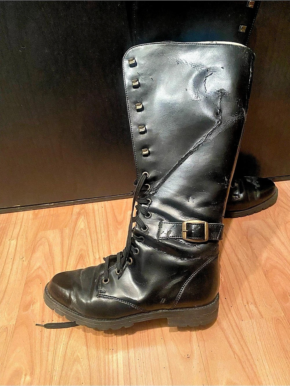 Frye Julie Lace Tall Boot Black Combat Boots